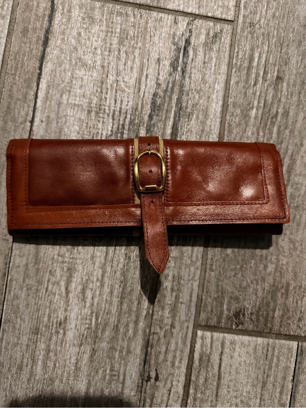 Vintage 1970’s Italian leather jewlery roll. Fiocchi/riri hardware.